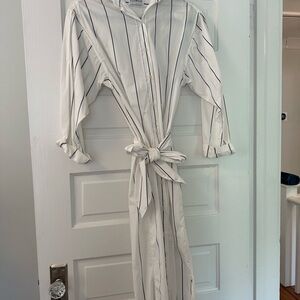 Striped White Button-Up Dress Vintage J. Crew